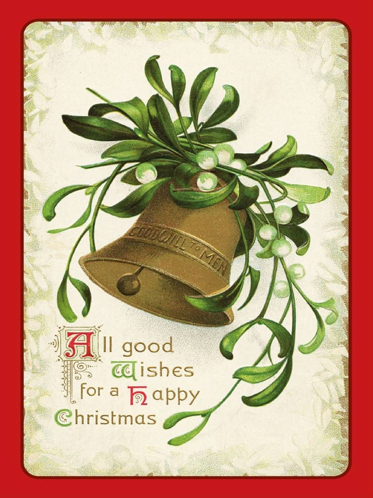 [LA-1792391-H] Holzschild 40x30 cm Weihnachtsglocke happy Christmas Fest
