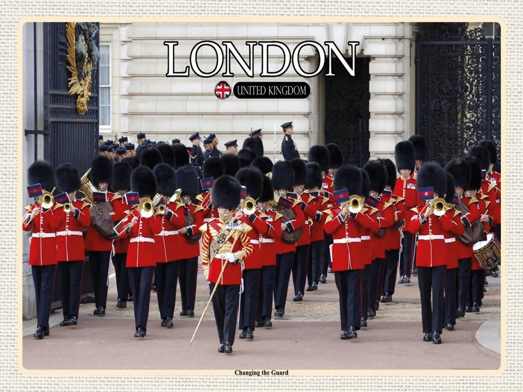 [LA-1792422-H] Holzschild 30x40 cm Changingt the Guard London Bildmotiv Reisemotiv Abenteuer Reisen