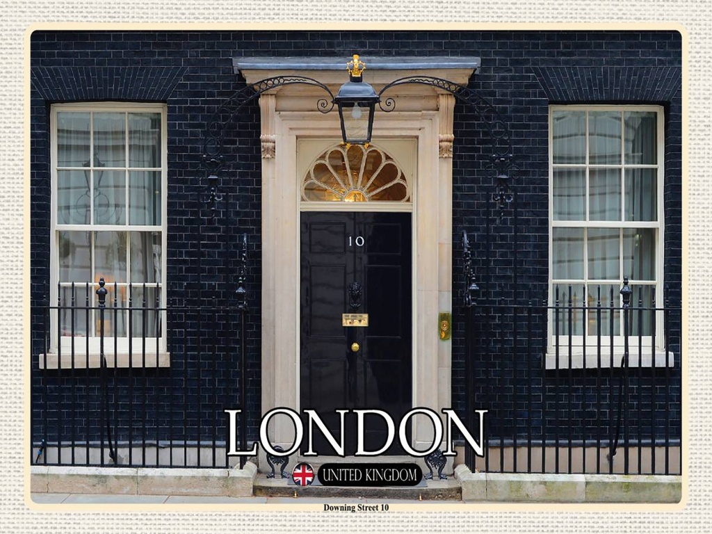[LA-1792423-H] Holzschild 30x40 cm England UK Downing Street 10 Bildmotiv Reisemotiv Abenteuer Reisen