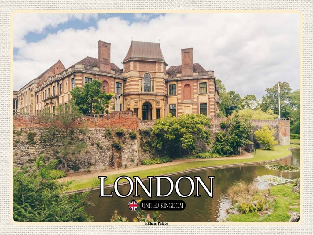 [LA-1792426-H] Holzschild 30x40 cm London UK Eltham Palace River Bildmotiv Reisemotiv Abenteuer Reisen