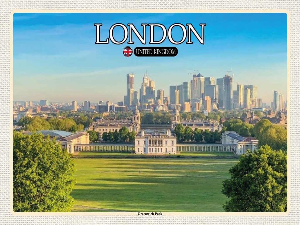 [LA-1792427-H] Holzschild 30x40 cm Greenwich Park England London Bildmotiv Reisemotiv Abenteuer Reisen
