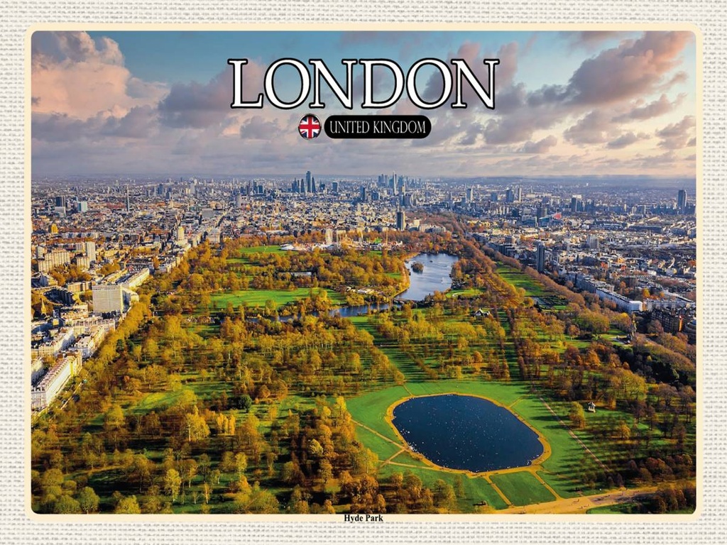 [LA-1792429-H] Holzschild 30x40 cm London England Hyde Park Bildmotiv Reisemotiv Abenteuer Reisen