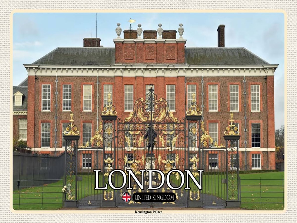 [LA-1792430-H] Holzschild 30x40 cm London England Kensington Palace Bildmotiv Reisemotiv Abenteuer Reisen