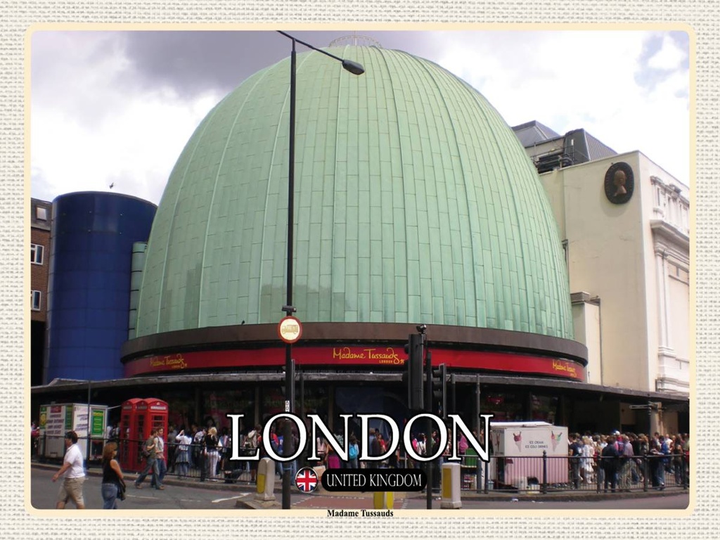 [LA-1792434-H] Holzschild 30x40 cm London England Madame Tussauds Bildmotiv Reisemotiv Abenteuer Reisen