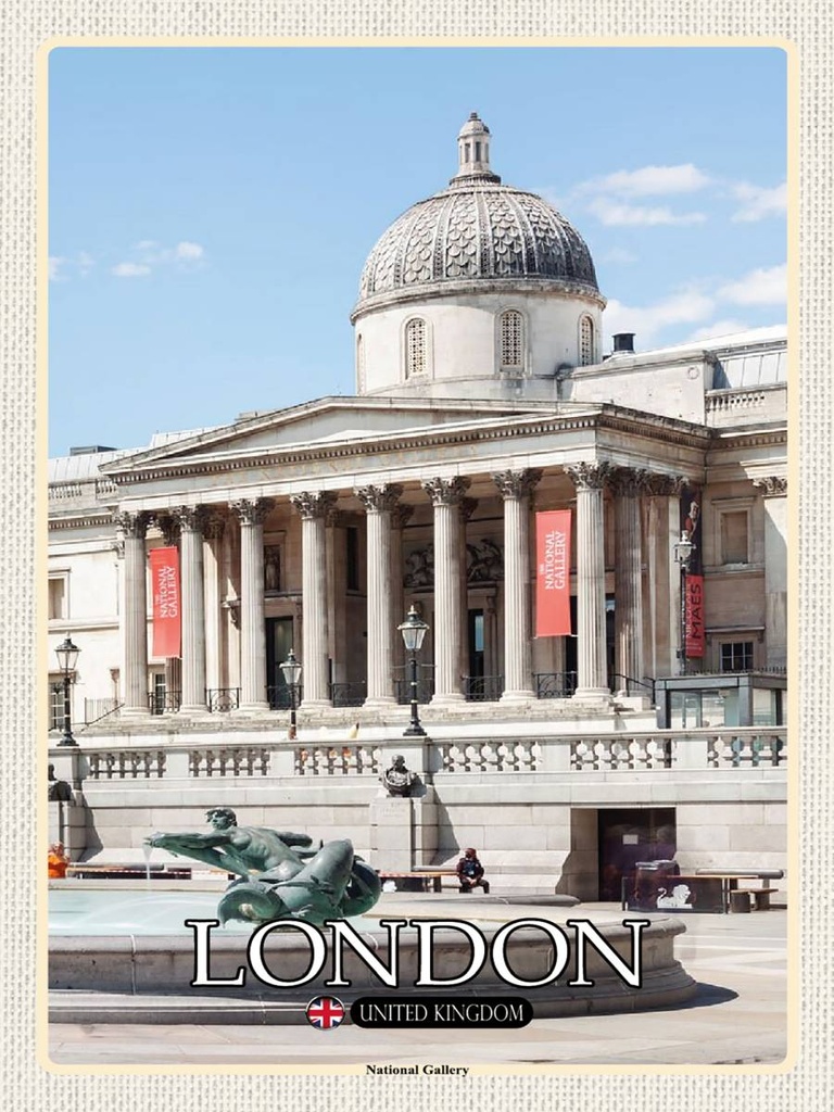 [LA-1792435-H] Holzschild 40x30 cm London England UK National Gallery Bildmotiv Reisemotiv Abenteuer Reisen