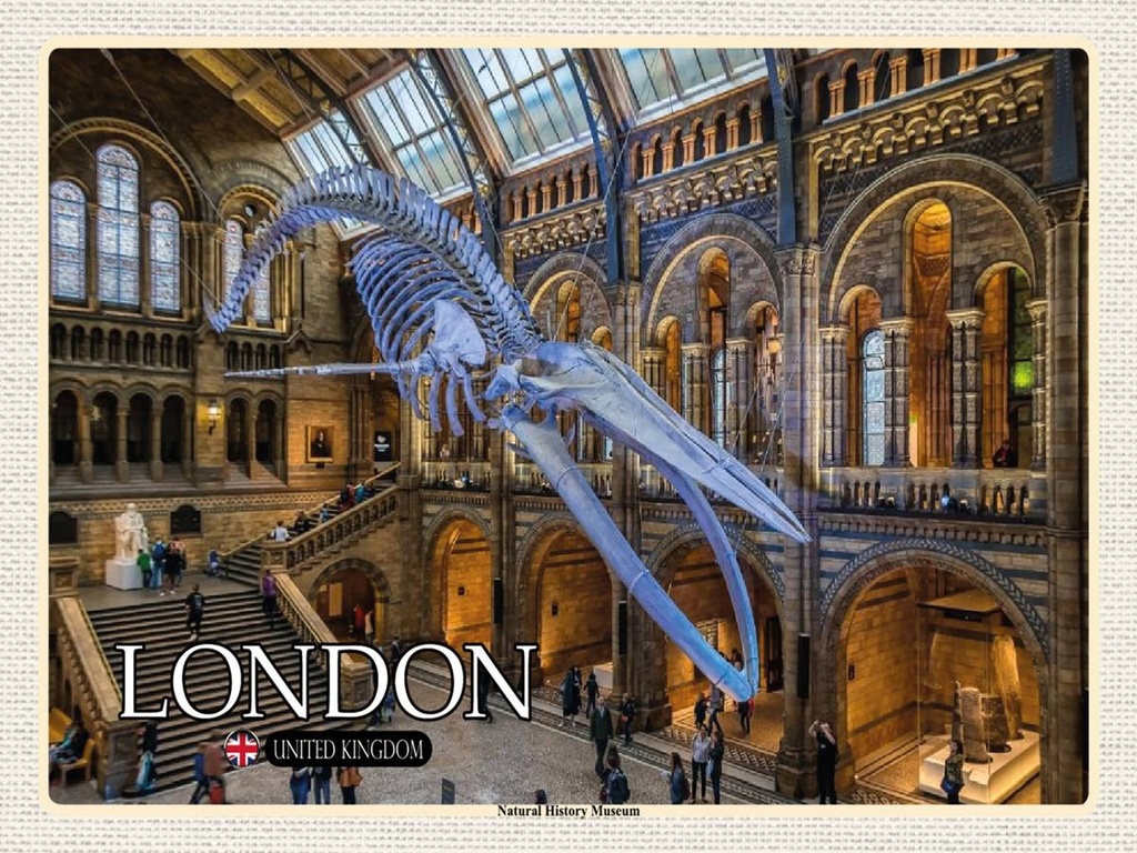 [LA-1792436-H] Holzschild 30x40 cm London Natural History Museum Bildmotiv Reisemotiv Abenteuer Reisen