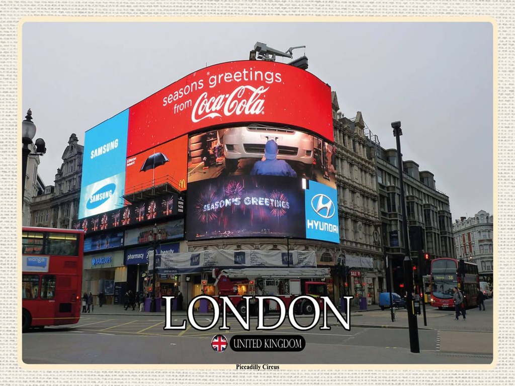 [LA-1792437-H] Holzschild 30x40 cm London Piccadilly Circus UK England Bildmotiv Reisemotiv Abenteuer Reisen