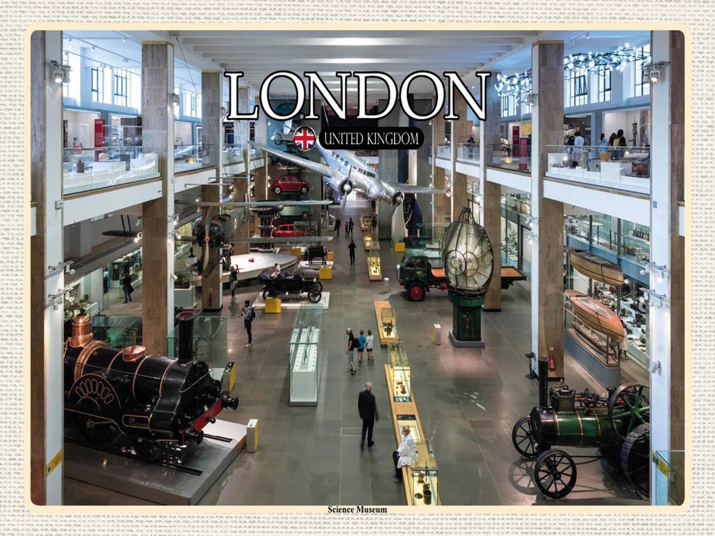 [LA-1792440-H] Holzschild 30x40 cm London England UK Science Museum Bildmotiv Reisemotiv Abenteuer Reisen