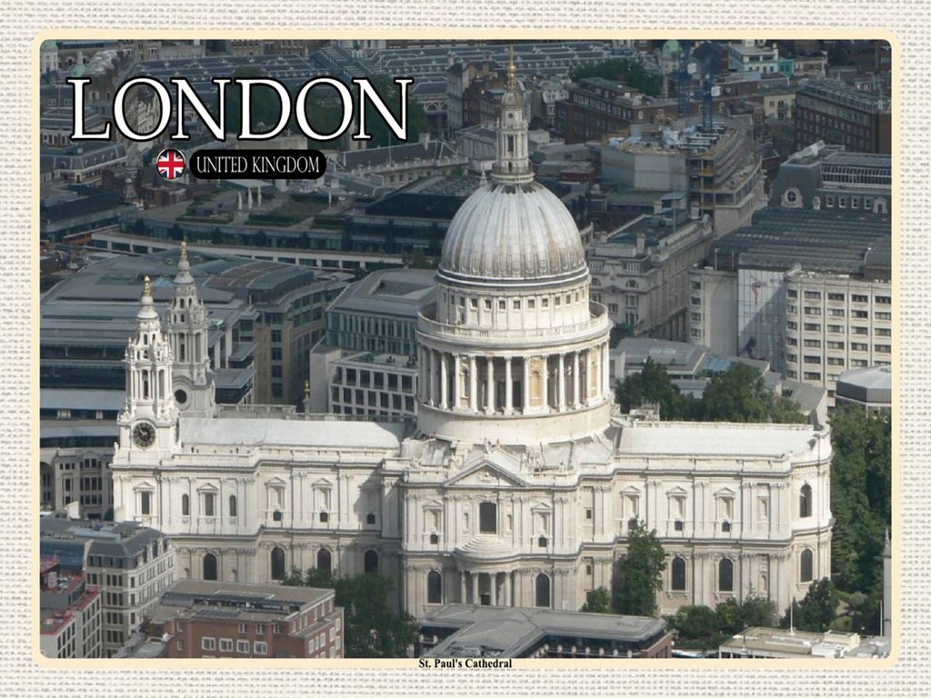 [LA-1792444-H] Holzschild 30x40 cm St. Paul´s Cathedral London UK Bildmotiv Reisemotiv Abenteuer Reisen