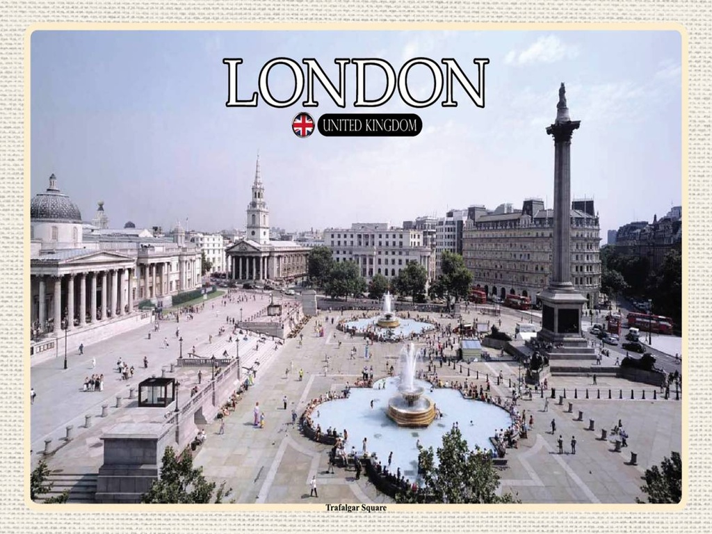 [LA-1792450-H] Holzschild 30x40 cm Trafalgar Square London UK Bildmotiv Reisemotiv Abenteuer Reisen