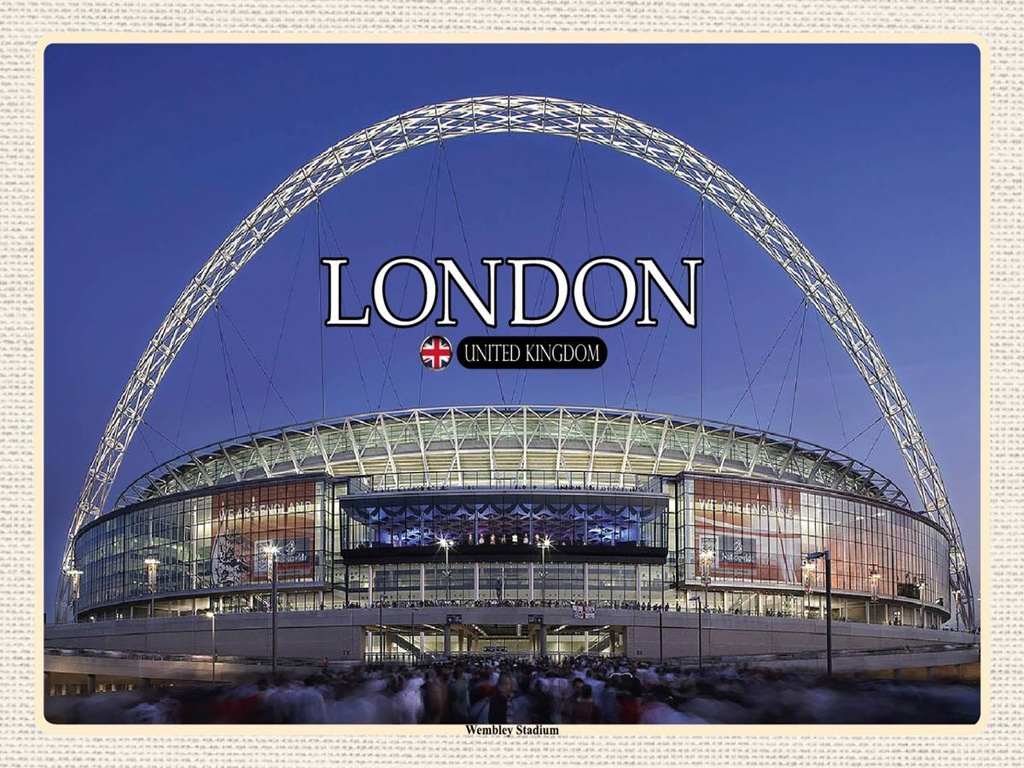 [LA-1792451-H] Holzschild 30x40 cm Wembley Stadium London England Bildmotiv Reisemotiv Abenteuer Reisen