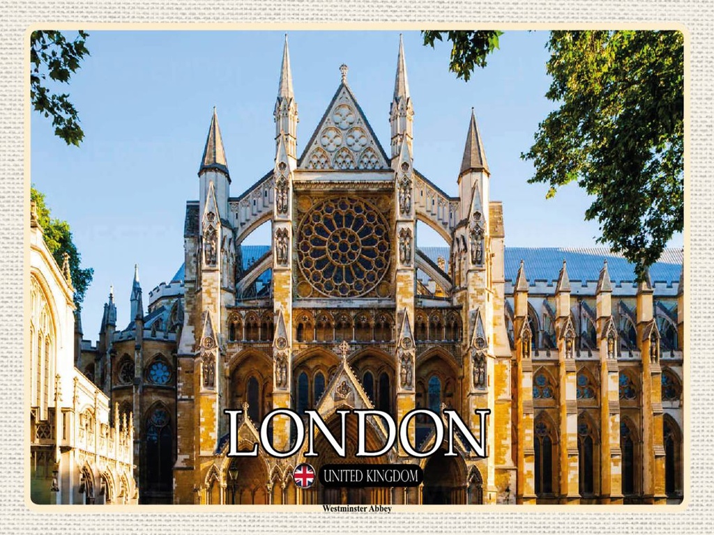 [LA-1792452-H] Holzschild 30x40 cm Westminster Abbey London UK Bildmotiv Reisemotiv Abenteuer Reisen