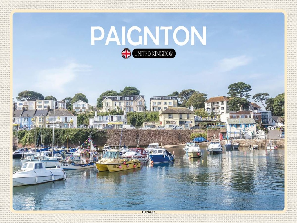 [LA-1792456-H] Holzschild 30x40 cm Paignton Harbour UK England Bildmotiv Reisemotiv Abenteuer Reisen
