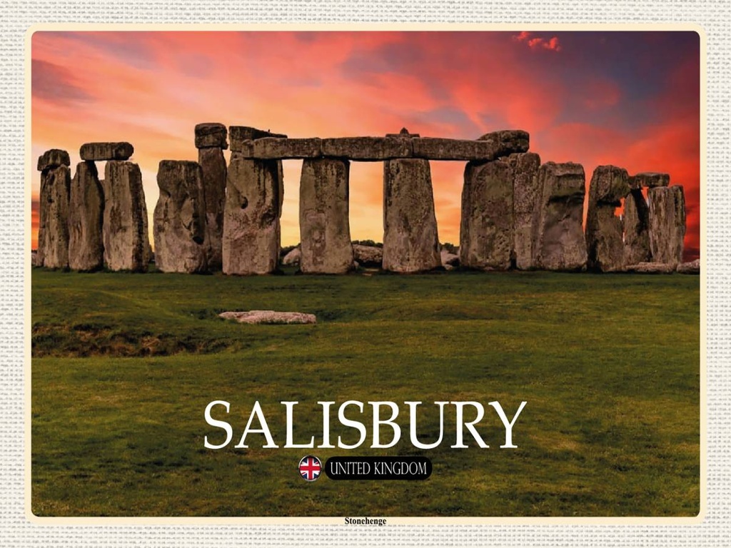 [LA-1792459-H] Holzschild 30x40 cm Salisbury Stonchenge England UK Bildmotiv Reisemotiv Abenteuer Reisen