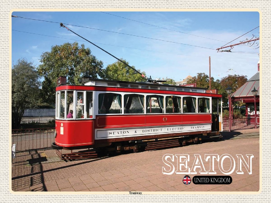 [LA-1792460-H] Holzschild 30x40 cm Seaton Tramway UK England Bildmotiv Reisemotiv Abenteuer Reisen