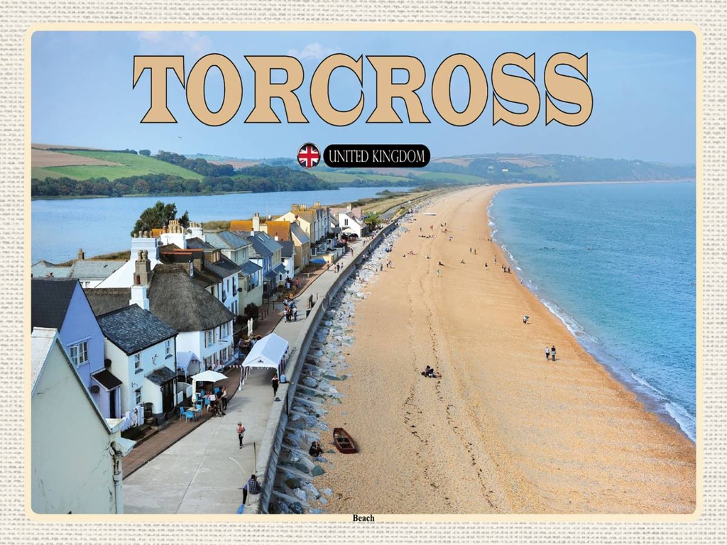 [LA-1792461-H] Holzschild 30x40 cm Torcross Beach England UK Bildmotiv Reisemotiv Abenteuer Reisen