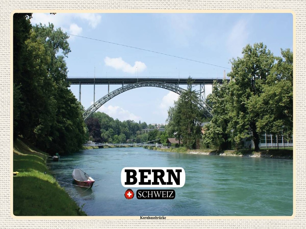 [LA-1792474-H] Holzschild 30x40 cm Bern Schweiz Kornhausbrücke Brücke Bildmotiv Reisemotiv Abenteuer Reisen