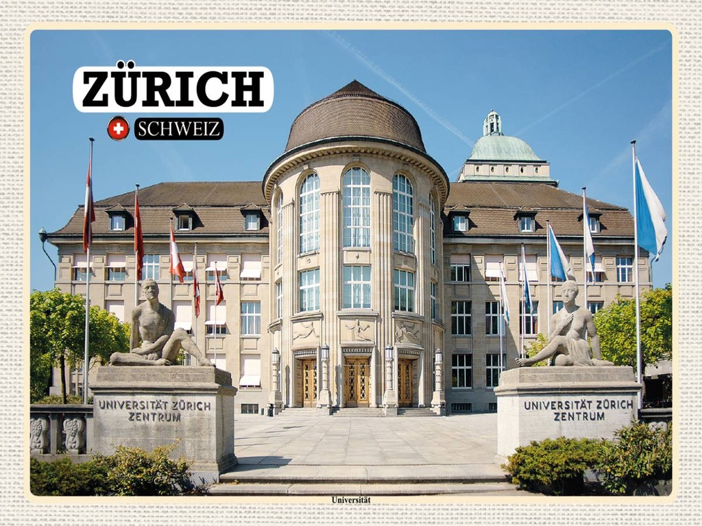 [LA-1792488-H] Holzschild 30x40 cm Zürich Schweiz Universität Zentrum Bildmotiv Reisemotiv Abenteuer Reisen