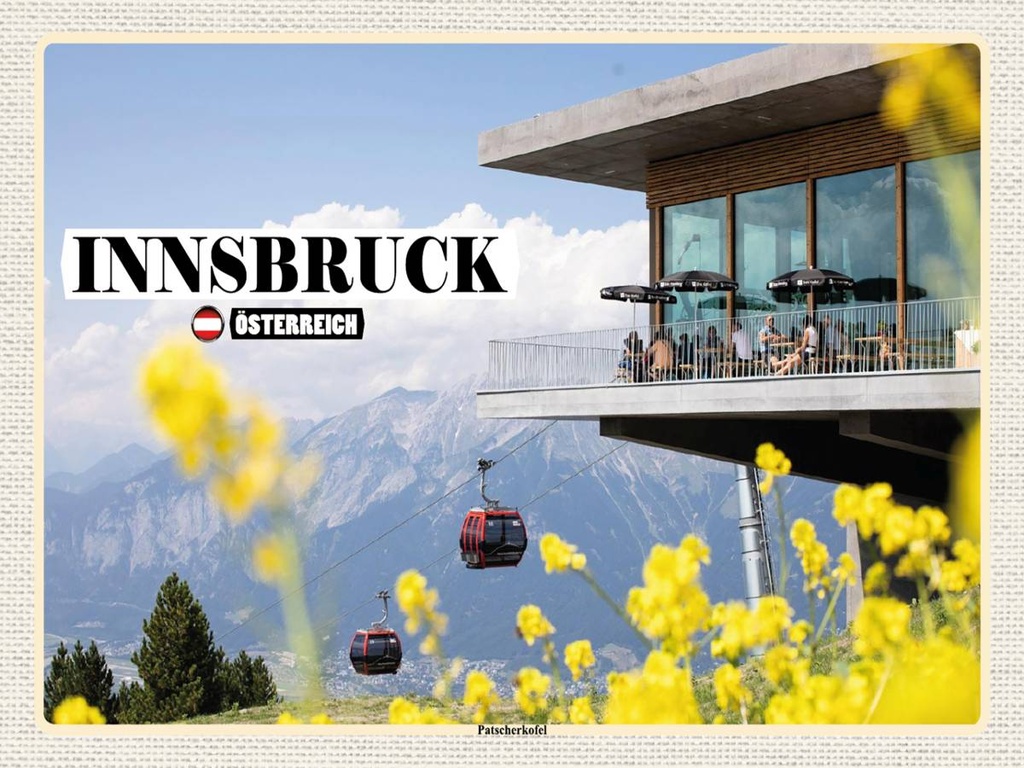 [LA-1792498-H] Holzschild 30x40 cm Innsbruck Österreich Paternkofel Bildmotiv Reisemotiv Abenteuer Reisen