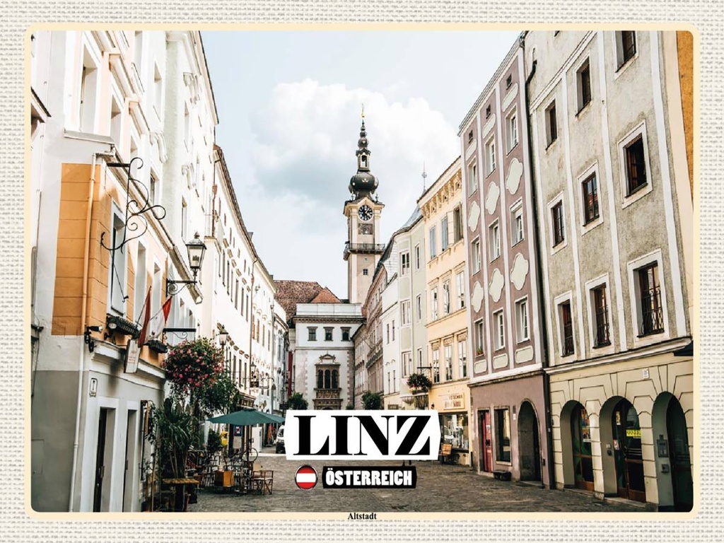 [LA-1792500-H] Holzschild 30x40 cm Linz Österreich Altstadt Kirche Bildmotiv Reisemotiv Abenteuer Reisen