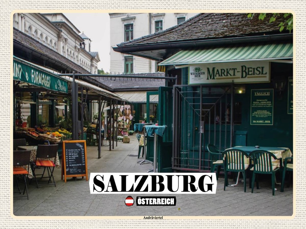 [LA-1792506-H] Holzschild 30x40 cm Salzburg Österreich Andräviertel Bildmotiv Reisemotiv Abenteuer Reisen