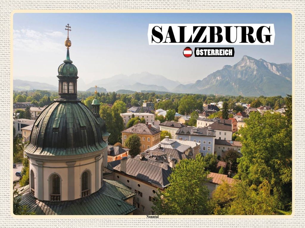 [LA-1792508-H] Holzschild 30x40 cm Salzburg Nonntal Österreich Bildmotiv Reisemotiv Abenteuer Reisen
