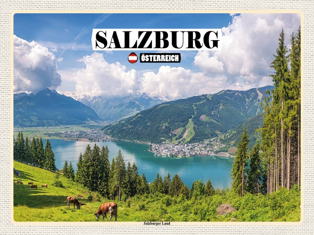 [LA-1792509-H] Holzschild 30x40 cm Österreich Salzburger Land Natur Bildmotiv Reisemotiv Abenteuer Reisen