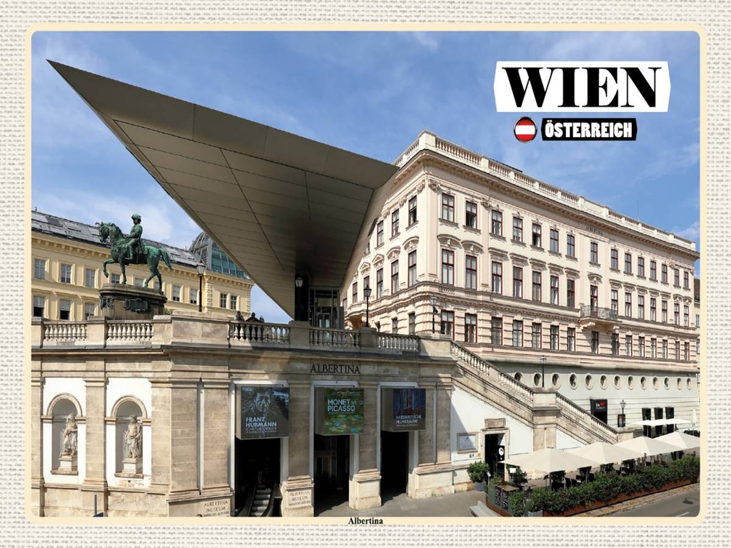 [LA-1792511-H] Holzschild 30x40 cm Wien Österreich Albertina Bildmotiv Reisemotiv Abenteuer Reisen