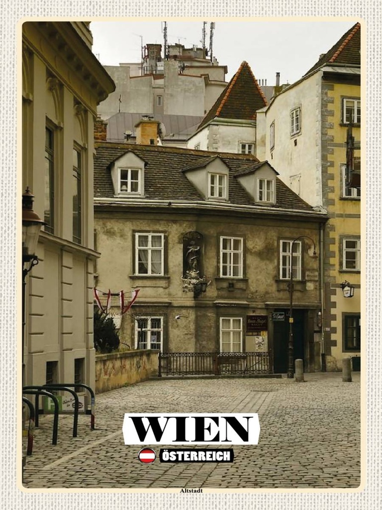 [LA-1792512-H] Holzschild 40x30 cm Wien Österreich Altstadt Bildmotiv Reisemotiv Abenteuer Reisen