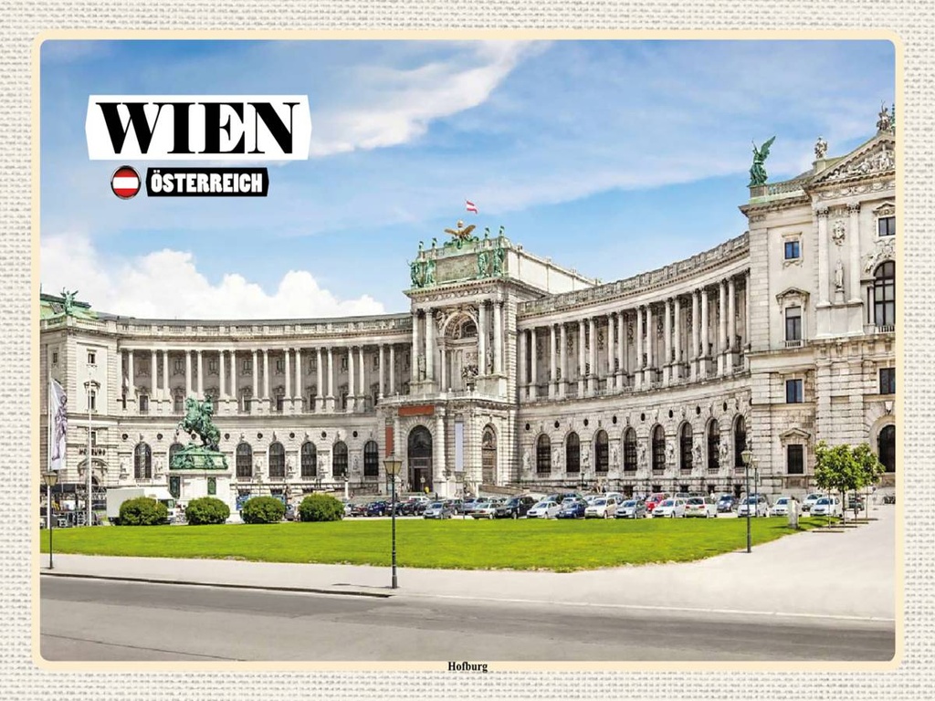 [LA-1792515-H] Holzschild 30x40 cm Wien Österreich Hofburg Bildmotiv Reisemotiv Abenteuer Reisen
