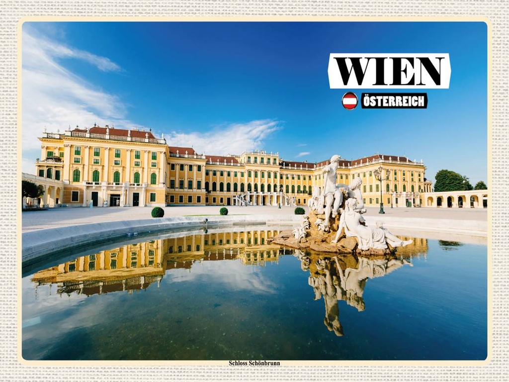 [LA-1792519-H] Holzschild 30x40 cm Wien Österreich Schloss Schönbrunn Bildmotiv Reisemotiv Abenteuer Reisen