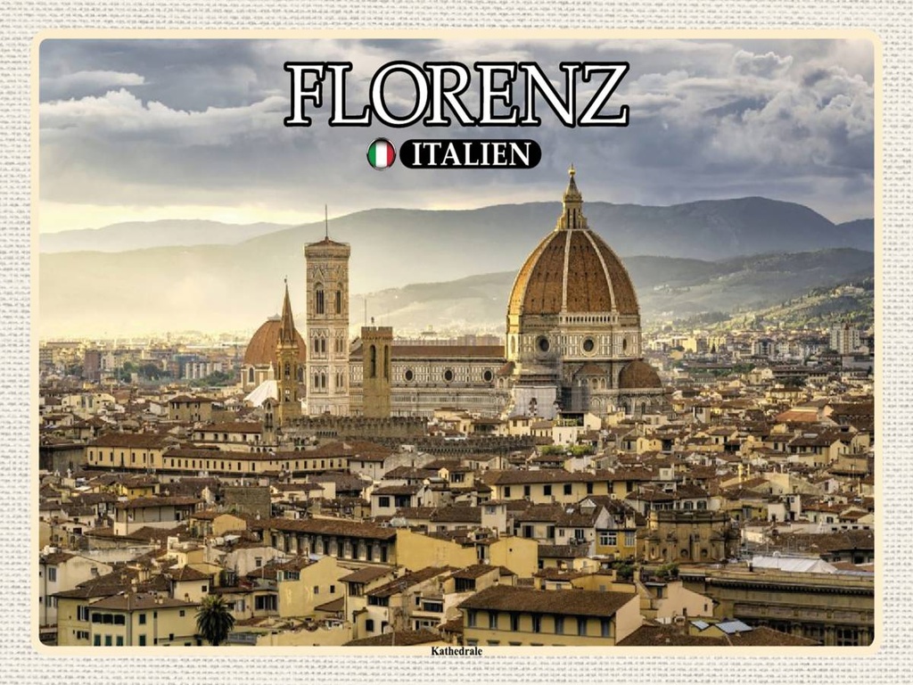 [LA-1792522-H] Holzschild 30x40 cm Florenz Italien Kathedrale Baukunst Bildmotiv Reisemotiv Abenteuer Reisen