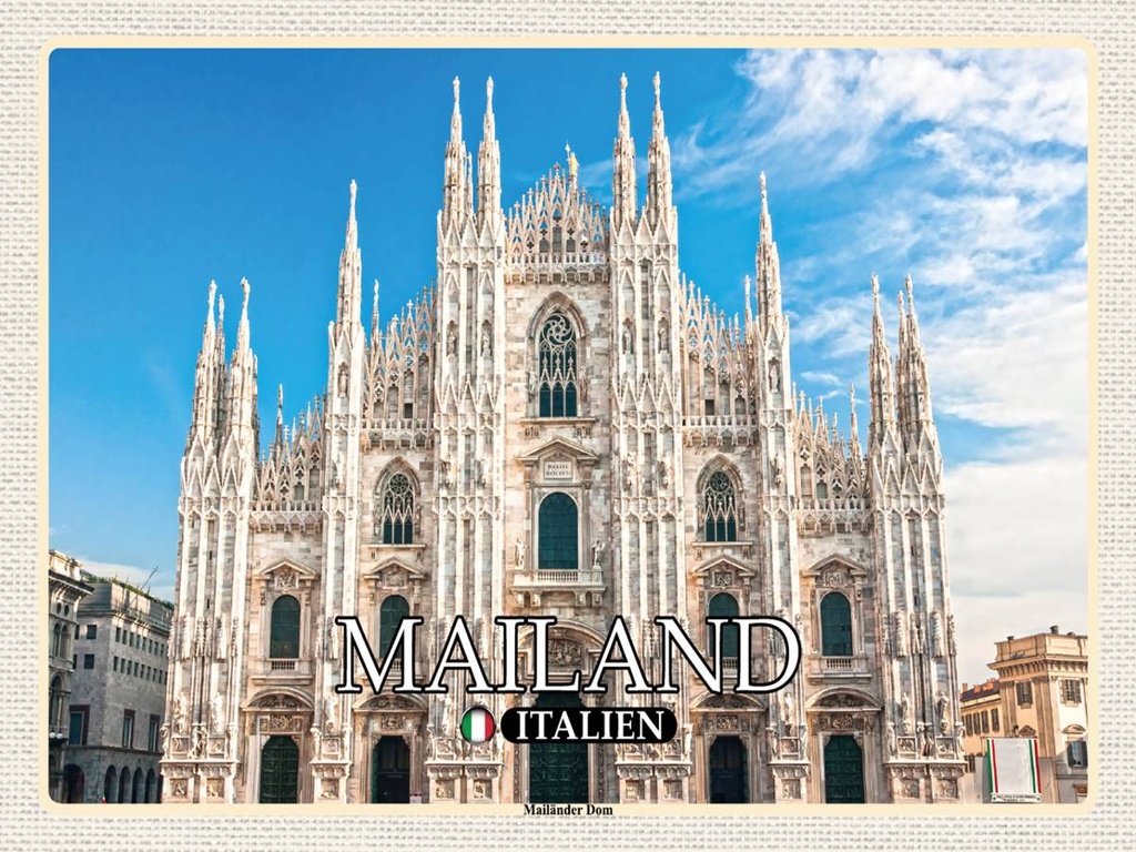 [LA-1792524-H] Holzschild 30x40 cm Italien Mailand Mailänder Dom Bildmotiv Reisemotiv Abenteuer Reisen