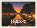 Holzschild 30x40 cm Mailand Italien Navigli-Viertel Bildmotiv Reisemotiv Abenteuer Reisen