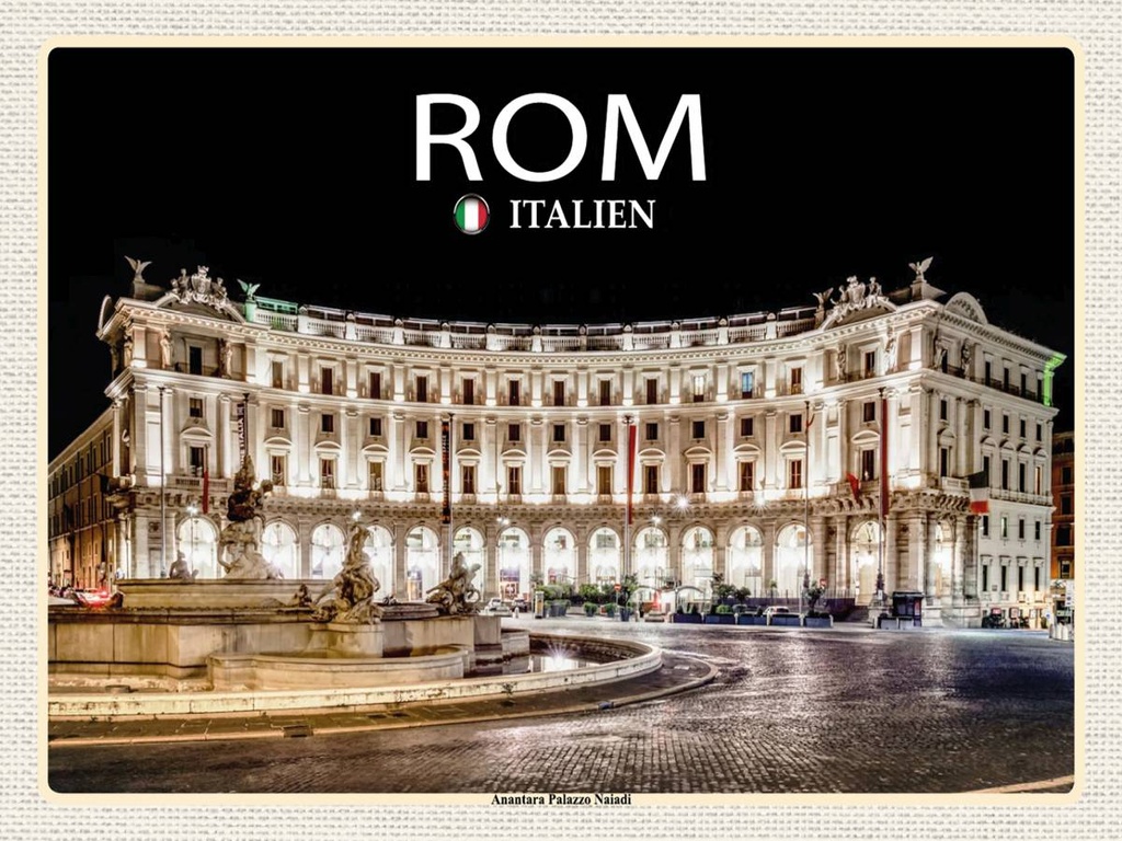 [LA-1792528-H] Holzschild 30x40 cm Italien Rom Anantara Palazzo Naiadi Bildmotiv Reisemotiv Abenteuer Reisen