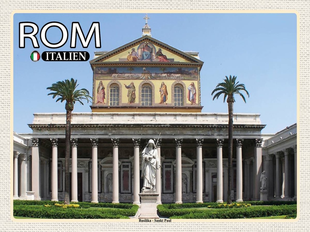 [LA-1792529-H] Holzschild 30x40 cm Rom Italien Basilika Sankt Paul Bildmotiv Reisemotiv Abenteuer Reisen