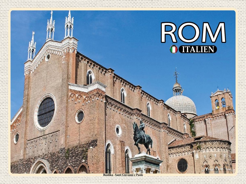 [LA-1792534-H] Holzschild 30x40 cm Rom Basilika Santi Giovanni e Paolo Bildmotiv Reisemotiv Abenteuer Reisen