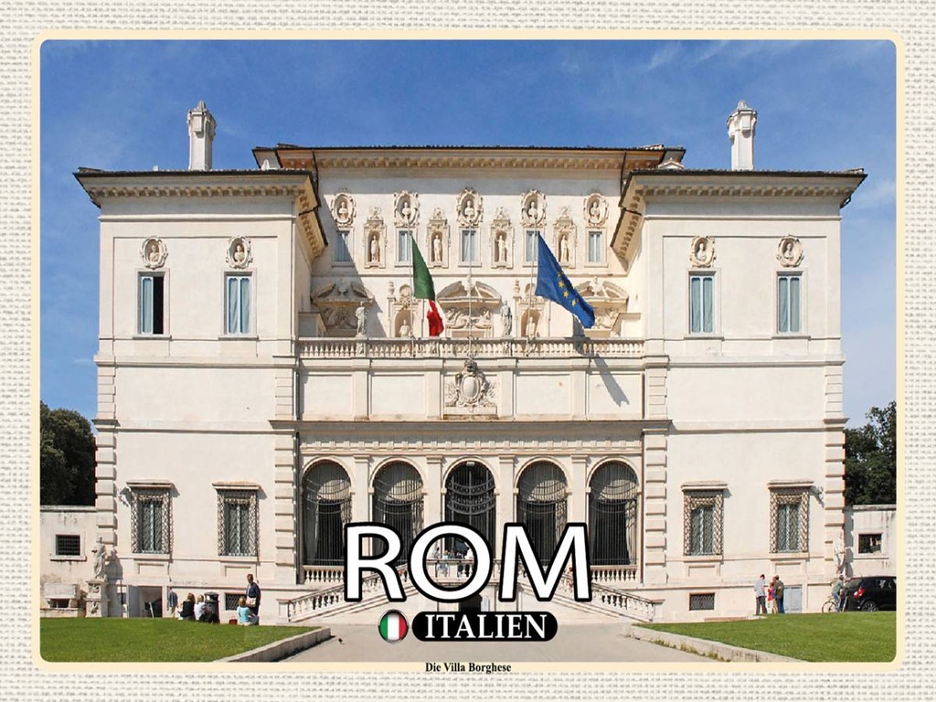 [LA-1792537-H] Holzschild 30x40 cm Rom Italien Die Villa Borghese Bildmotiv Reisemotiv Abenteuer Reisen