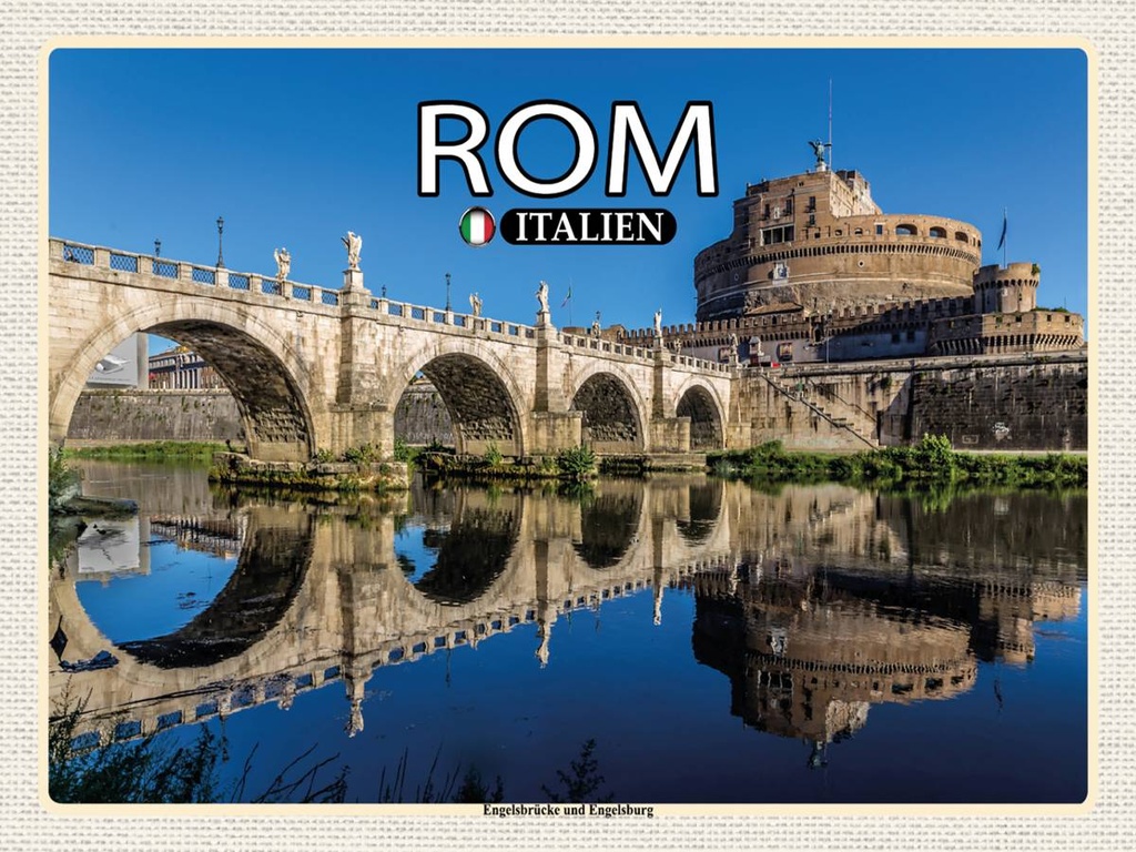 [LA-1792538-H] Holzschild 30x40 cm Rom Italien Engelsbrücke Engelsburg Bildmotiv Reisemotiv Abenteuer Reisen