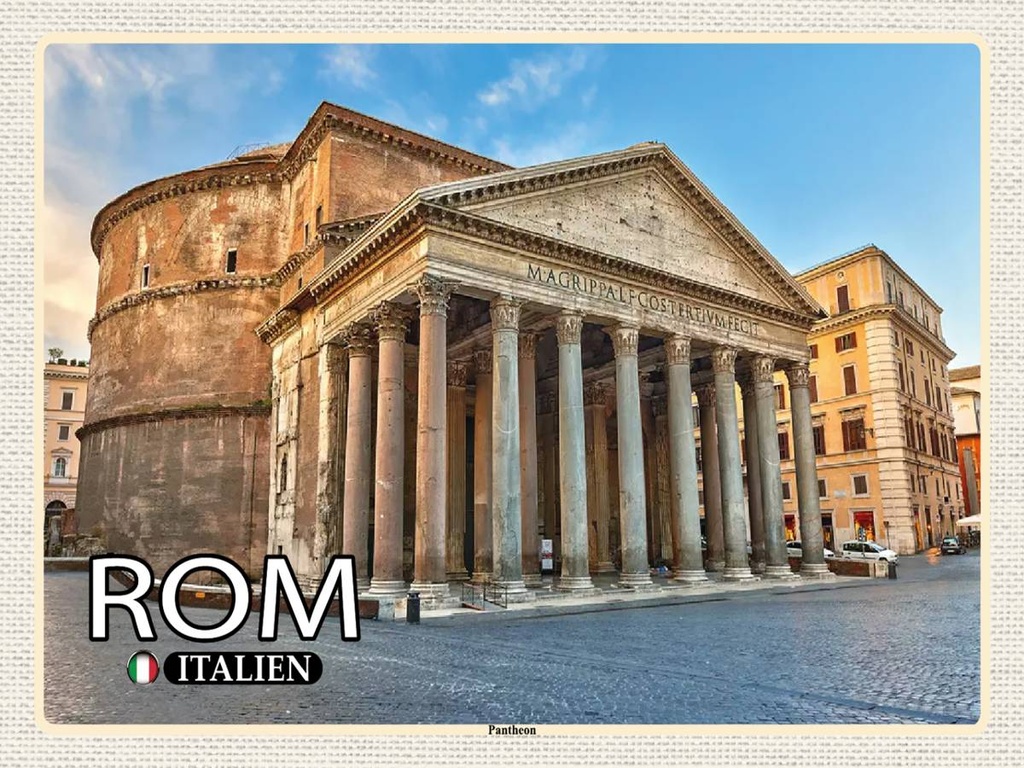 [LA-1792544-H] Holzschild 30x40 cm Rom Italien Pantheon Baukunst Bildmotiv Reisemotiv Abenteuer Reisen
