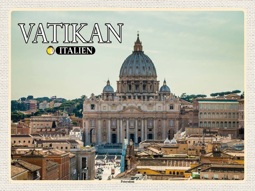 [LA-1792552-H] Holzschild 30x40 cm Vatikan Italien Petersdom Papst Bildmotiv Reisemotiv Abenteuer Reisen
