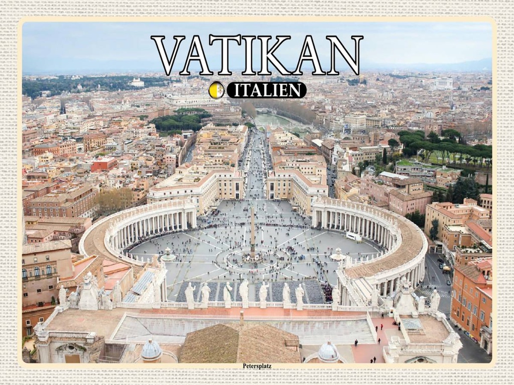 [LA-1792553-H] Holzschild 30x40 cm Vatikan Italien Petersplatz Baukunst Bildmotiv Reisemotiv Abenteuer Reisen