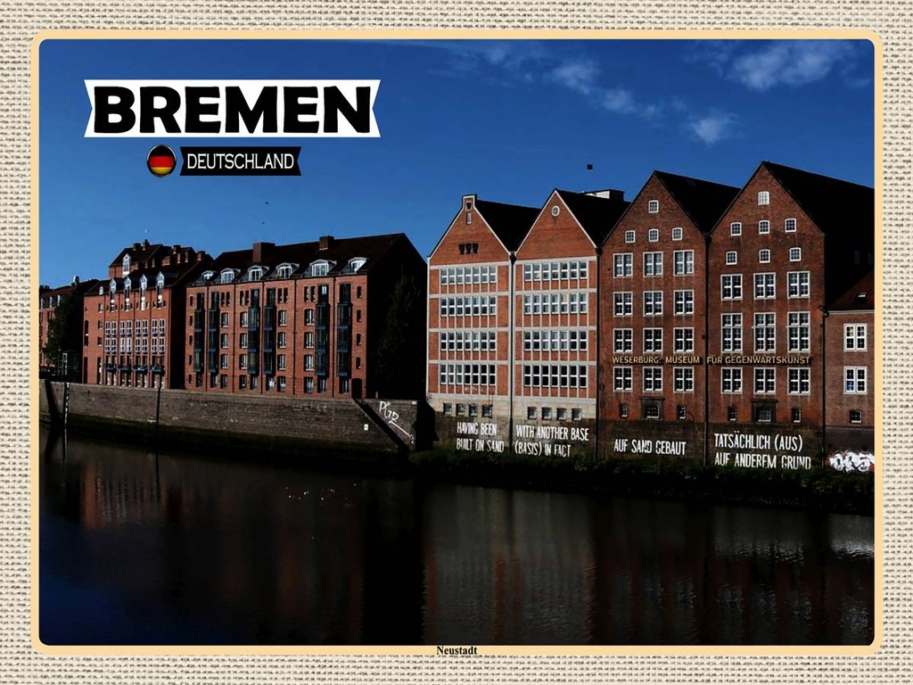 [LA-1792564-H] Holzschild 30x40 cm Bremen Deutschland Neustadt Bildmotiv Reisemotiv Abenteuer Reisen
