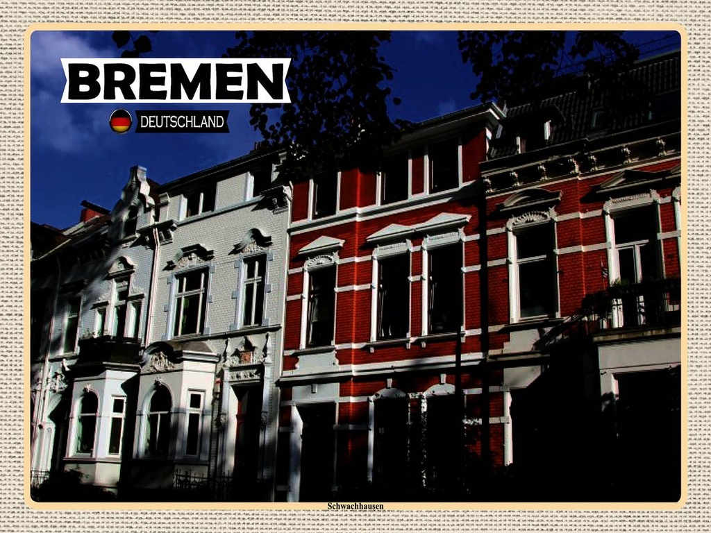 [LA-1792567-H] Holzschild 30x40 cm Bremen Deutschland Schwachhausen Bildmotiv Reisemotiv Abenteuer Reisen
