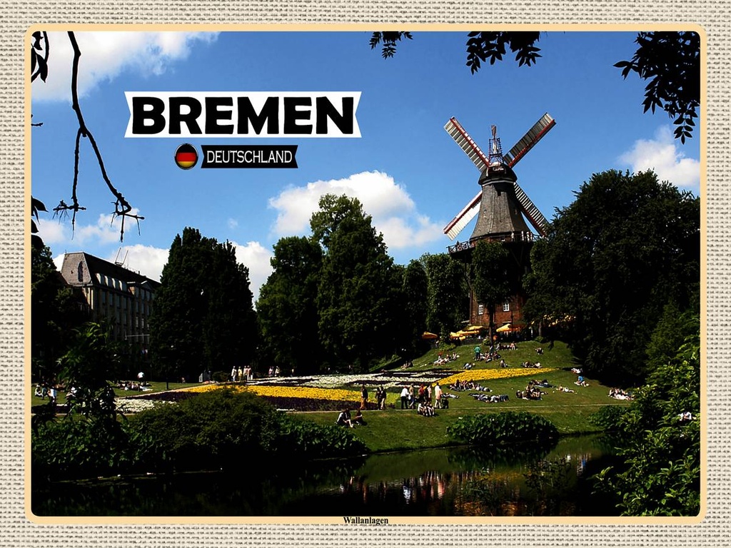 [LA-1792569-H] Holzschild 30x40 cm Bremen Deutschland Überseestadt Bildmotiv Reisemotiv Abenteuer Reisen