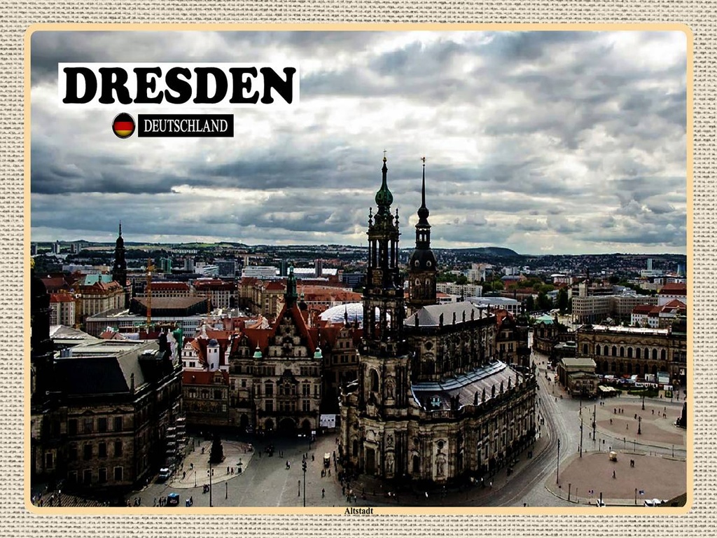 [LA-1792575-H] Holzschild 30x40 cm Dresden Deutschland Altstadt Bildmotiv Reisemotiv Abenteuer Reisen