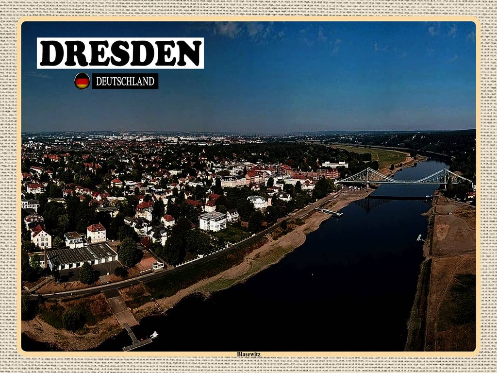 [LA-1792576-H] Holzschild 30x40 cm Dresden Deutschland Blasewitz Bildmotiv Reisemotiv Abenteuer Reisen