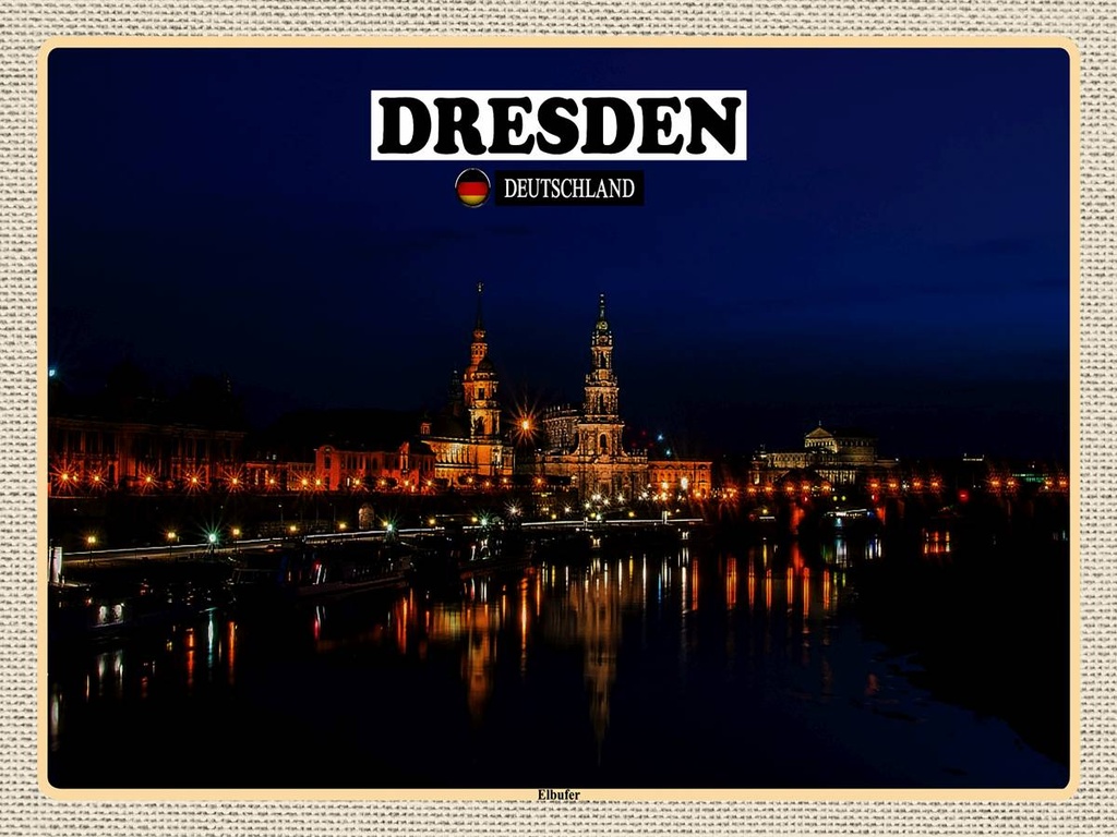 [LA-1792579-H] Holzschild 30x40 cm Dresden Deutschland Elbufer Bildmotiv Reisemotiv Abenteuer Reisen