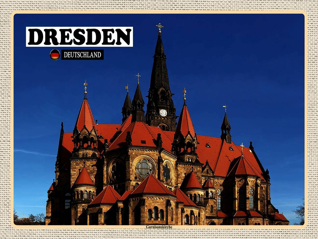 [LA-1792580-H] Holzschild 30x40 cm Dresden Deutschland Ganisonskirche Bildmotiv Reisemotiv Abenteuer Reisen