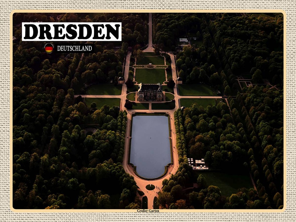 [LA-1792581-H] Holzschild 30x40 cm Dresden Deutschland Großer Garten Bildmotiv Reisemotiv Abenteuer Reisen